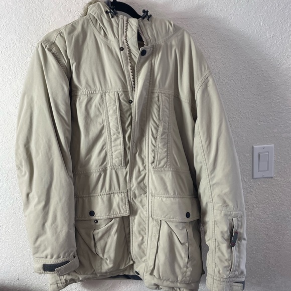 Eddie Bauer WeatherEdge Goose Down Hooded Faux Fur Parka Jacket Sz S